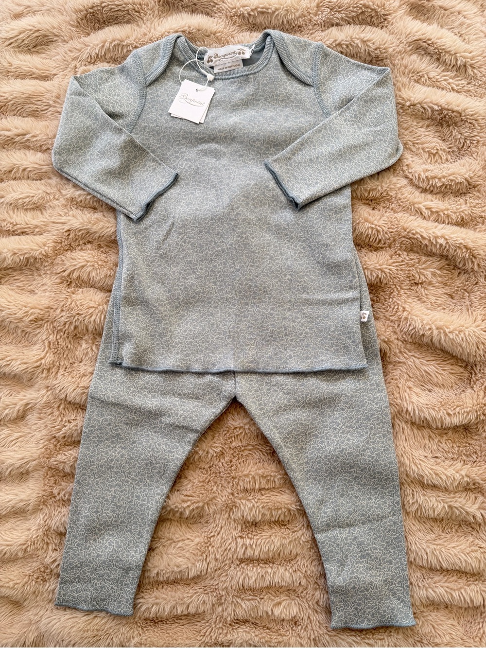 NWT BONPOINT Timi Baby Organic Cotton 2-Piece Set  12 Months